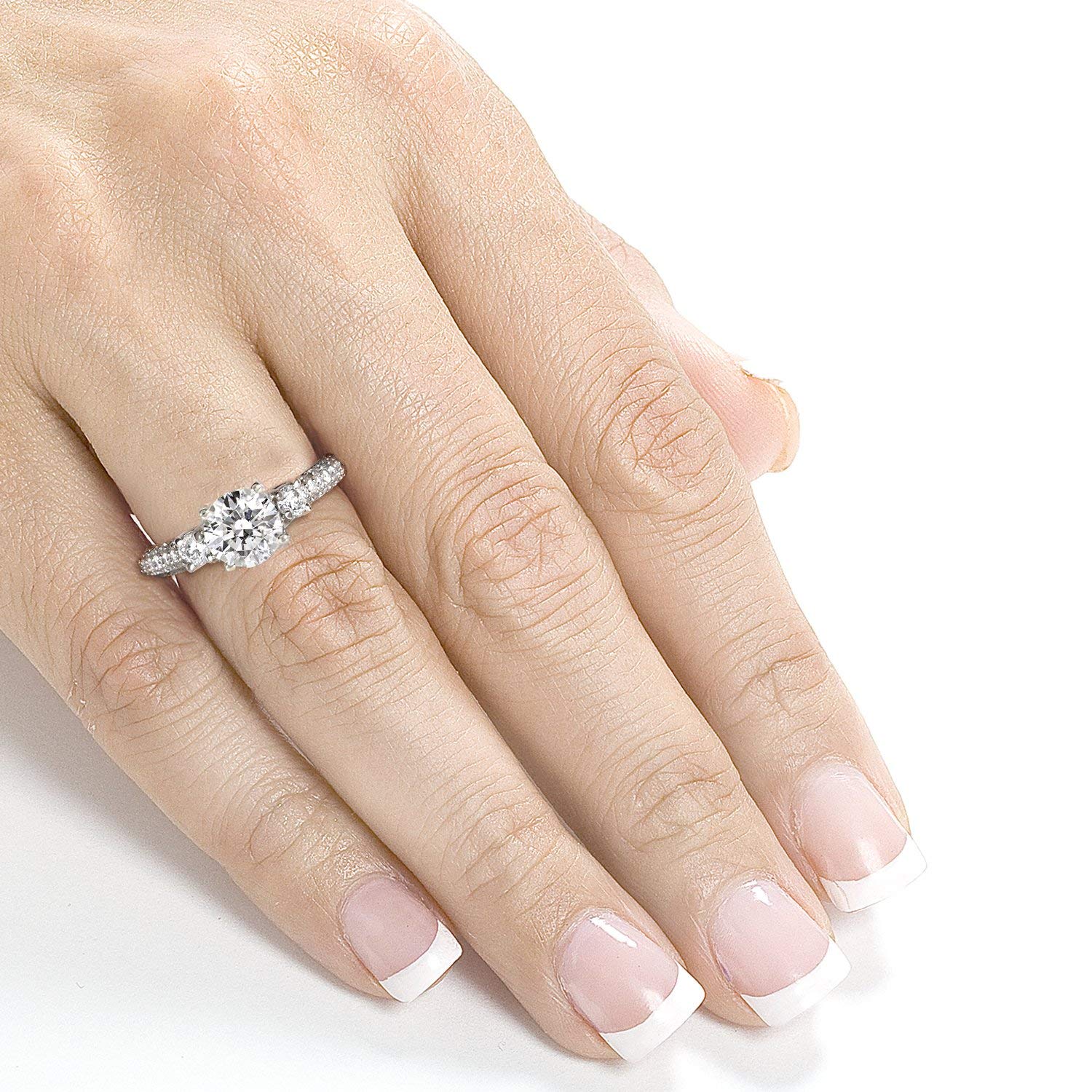 Kobelli 1 Carat Round Cut Diamond Engagement Ring - 1.5 CTW in 14K White Gold | Perfect Proposal & Wedding Jewelry Gift