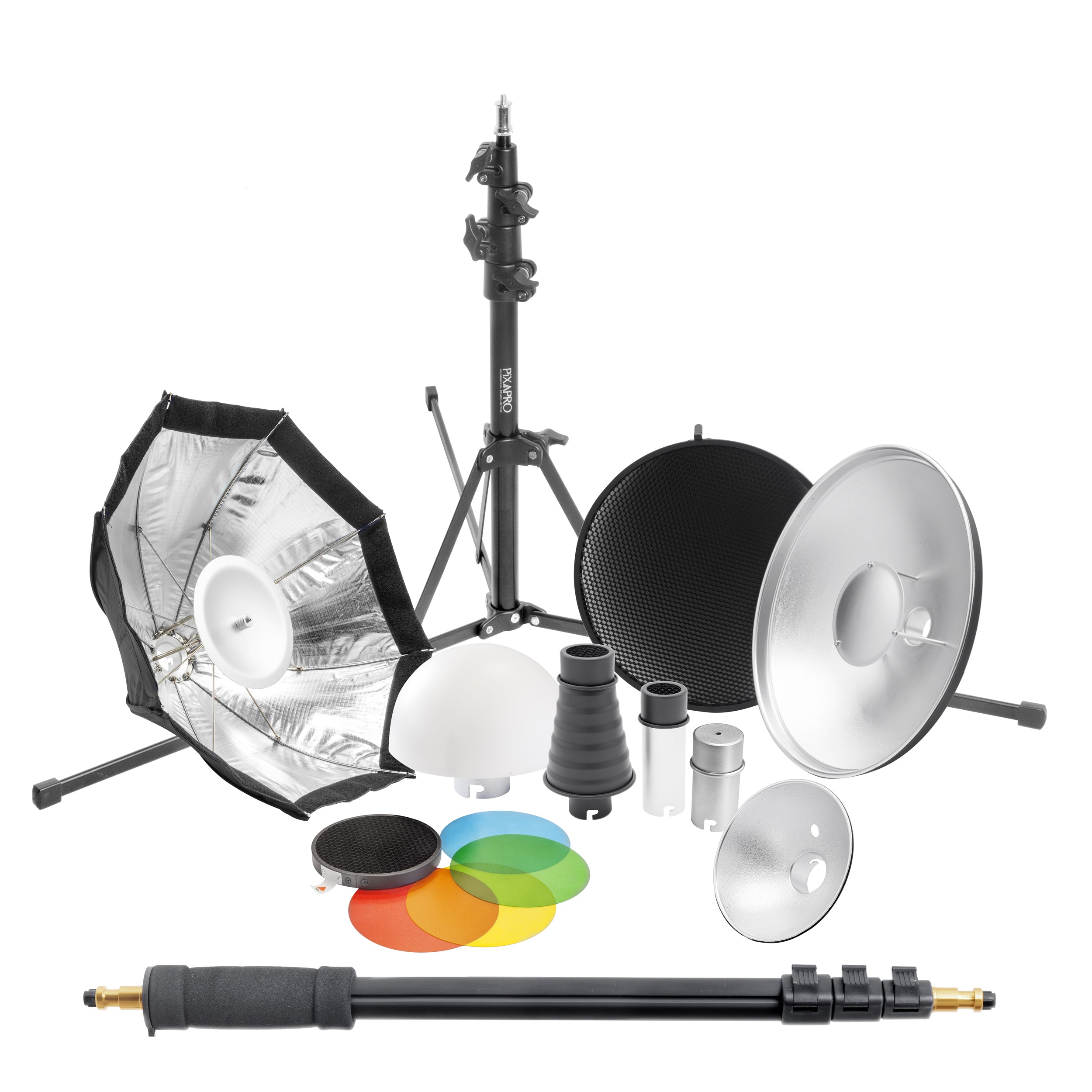 Pixapro Complete Bare Bulb Flash Modifier Kit for Studio Photography - Perfect for Portraits, Product Shoots & Creative Lighting Effects