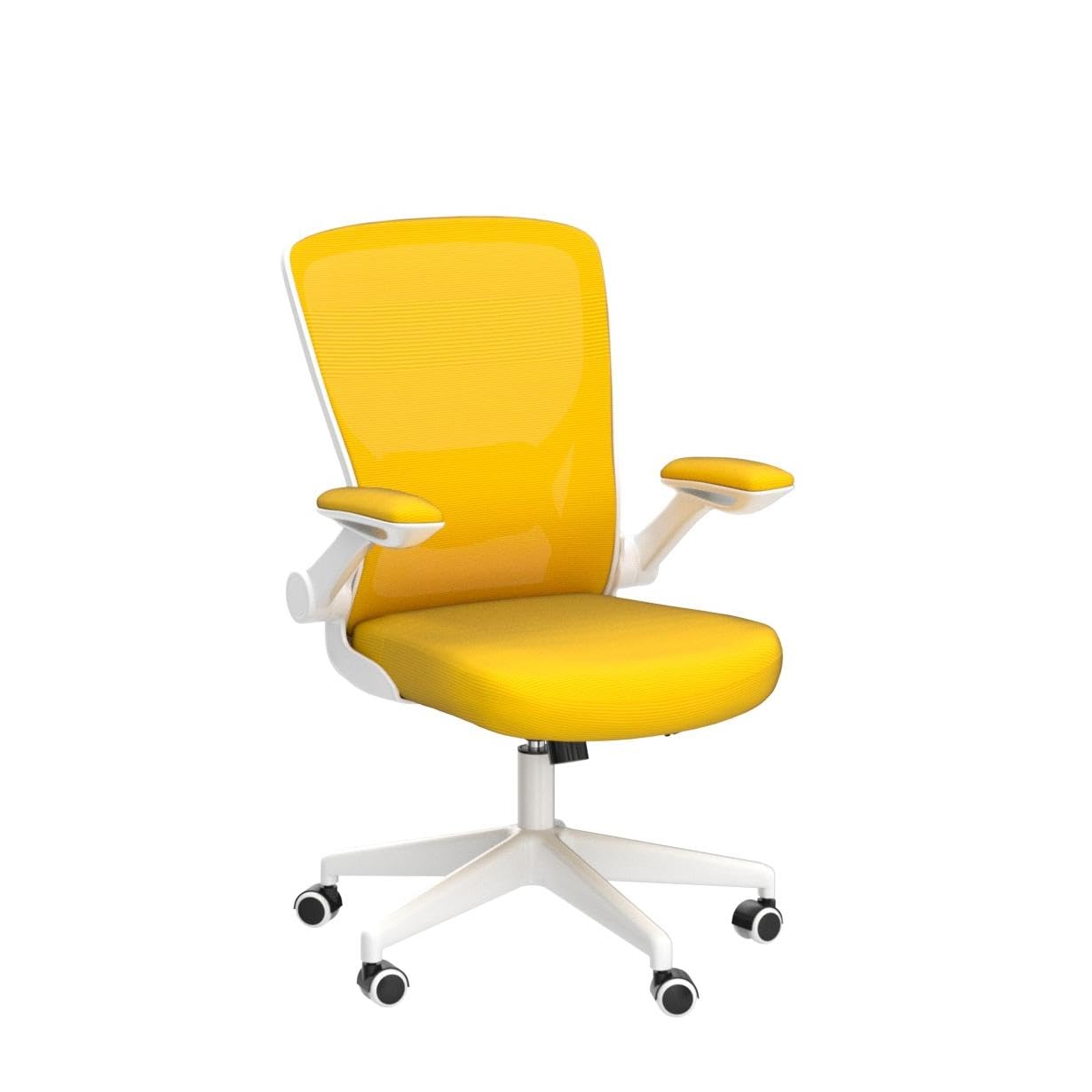 KERDOM Ergonomic Office Chair - Breathable Mesh Computer Desk Chair with Lumbar Support, Wheels & Flip-Up Arms - Adjustable Height Swivel Task Chair for Home Office & Gaming (Yellow) - Perfect for Long Work Sessions, Online Classes & PC Gaming