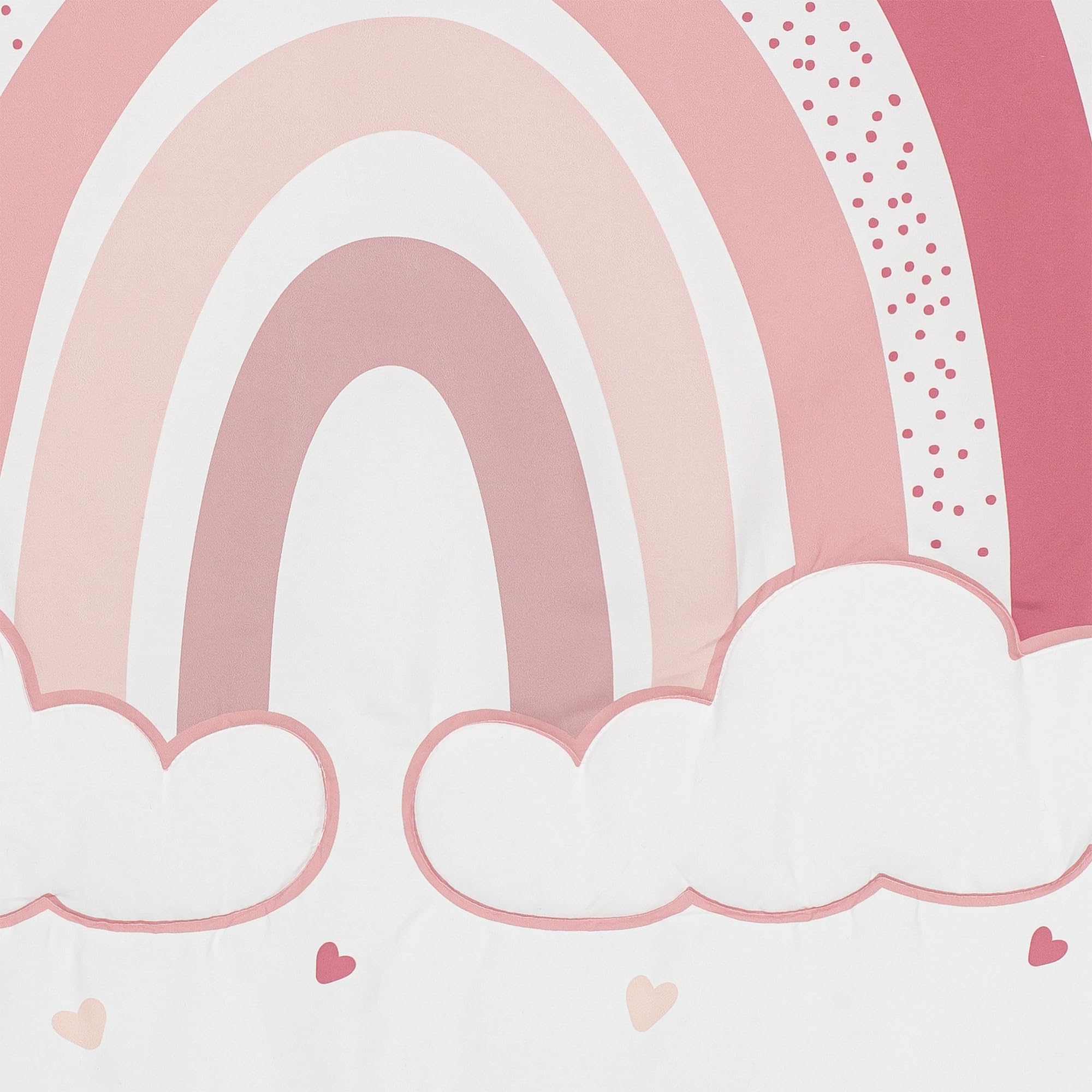 Sweet Jojo Designs Pink Boho Rainbow & Hearts Baby Crib Bedding Set - 3 Piece Nursery Set with Blanket, Fitted Sheet & Skirt | Blush Mauve Shabby Chic Bohemian Cloud Dusty Rose Polka Dot Heart | Perfect for Nursery Decor, Baby Shower Gifts & Newborn Room Styling