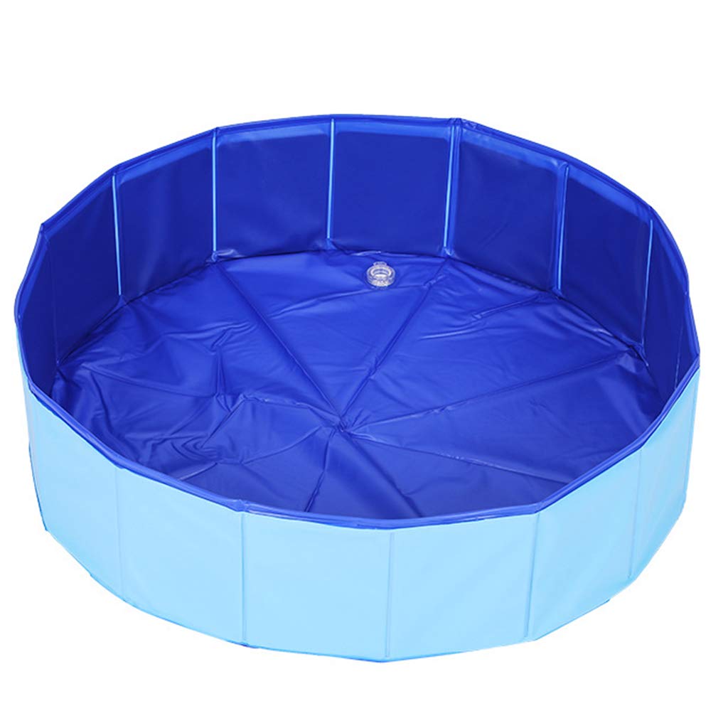 OMLTER Collapsible Pet Pool - Non-Slip, Durable Dog & Cat Bath Tub, Kids Wading Pool for Outdoor/Indoor Use - Portable Foldable Design - Blue (8030) - Perfect for Backyard, Beach, Camping & Pet Grooming