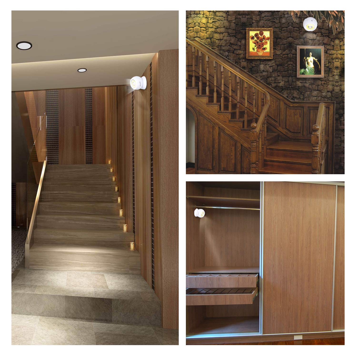 **Lebote Battery-Powered Motion Sensor LED Wall Light - Waterproof Indoor/Outdoor Spotlight for Garage, Porch, Stairs, Ceiling & Gate (2 Pack) - Perfect for Nighttime Safety & Convenience**