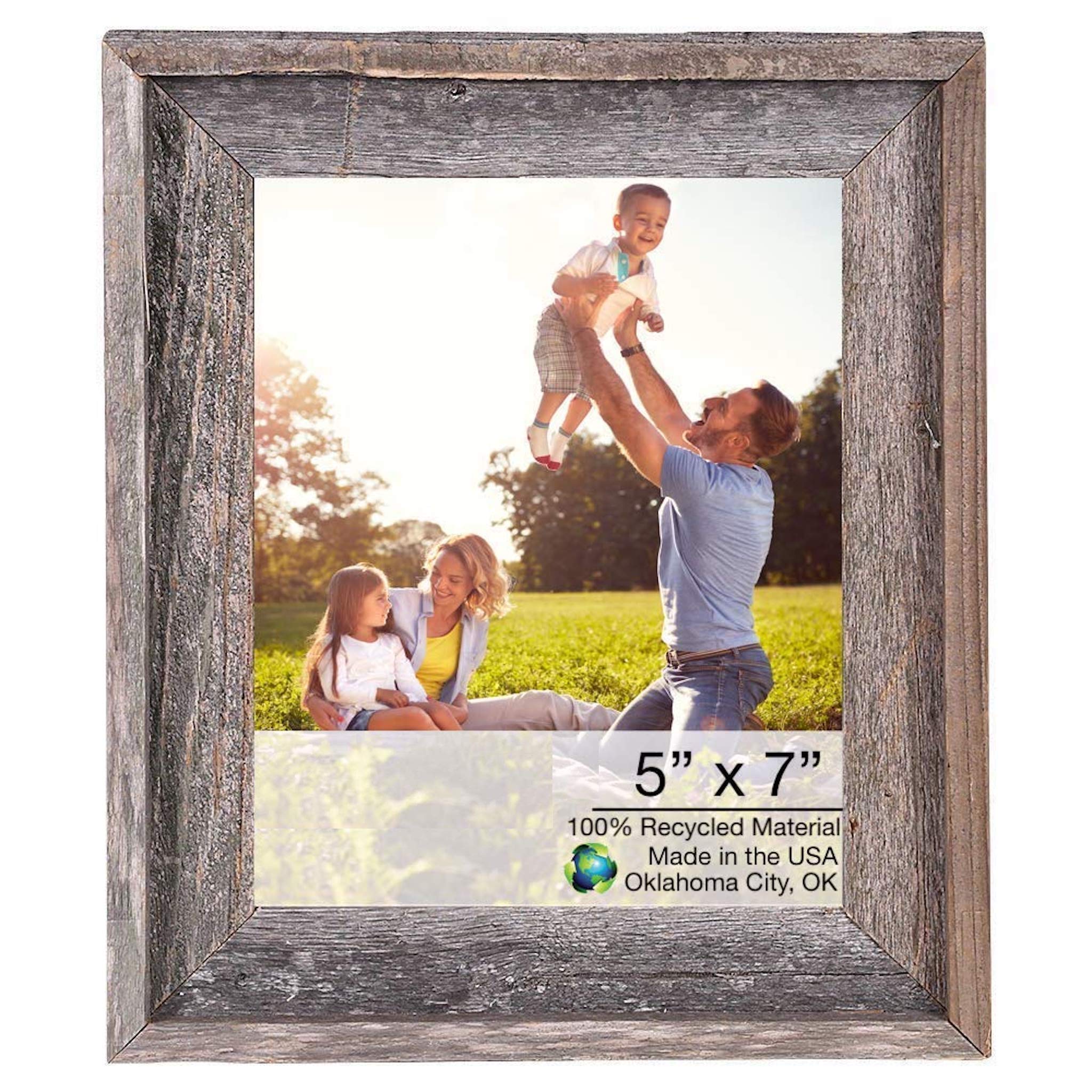 HomeRoots 5x7 Inch Natural Weathered Gray Wood Picture Frame - Perfect for Wall Decor, Tabletop Displays & Photo Gifts