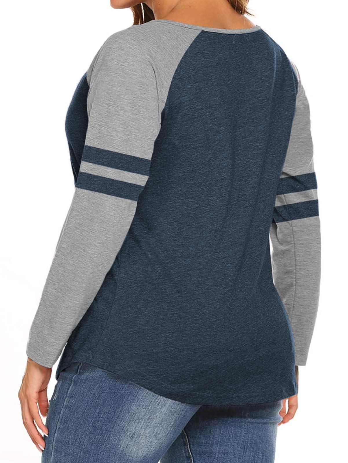 VISLILY Plus Size Women's Long Sleeve V-Neck T-Shirts - Comfortable Raglan Tee Tops for Casual Wear, Work & Everyday Outfits