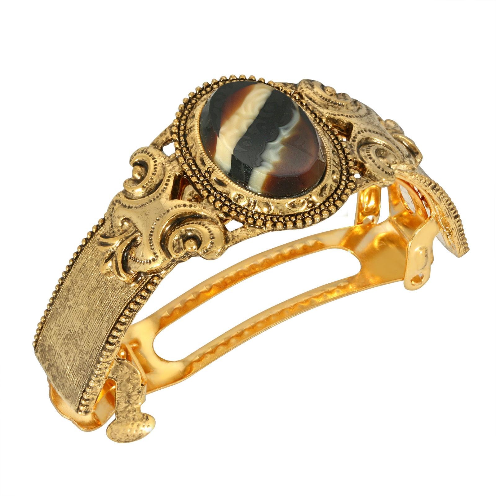 1928 Vintage Style Oval Stone Hair Clip - Elegant Ponytail Holder for Women | Perfect for Weddings, Parties & Everyday Wear