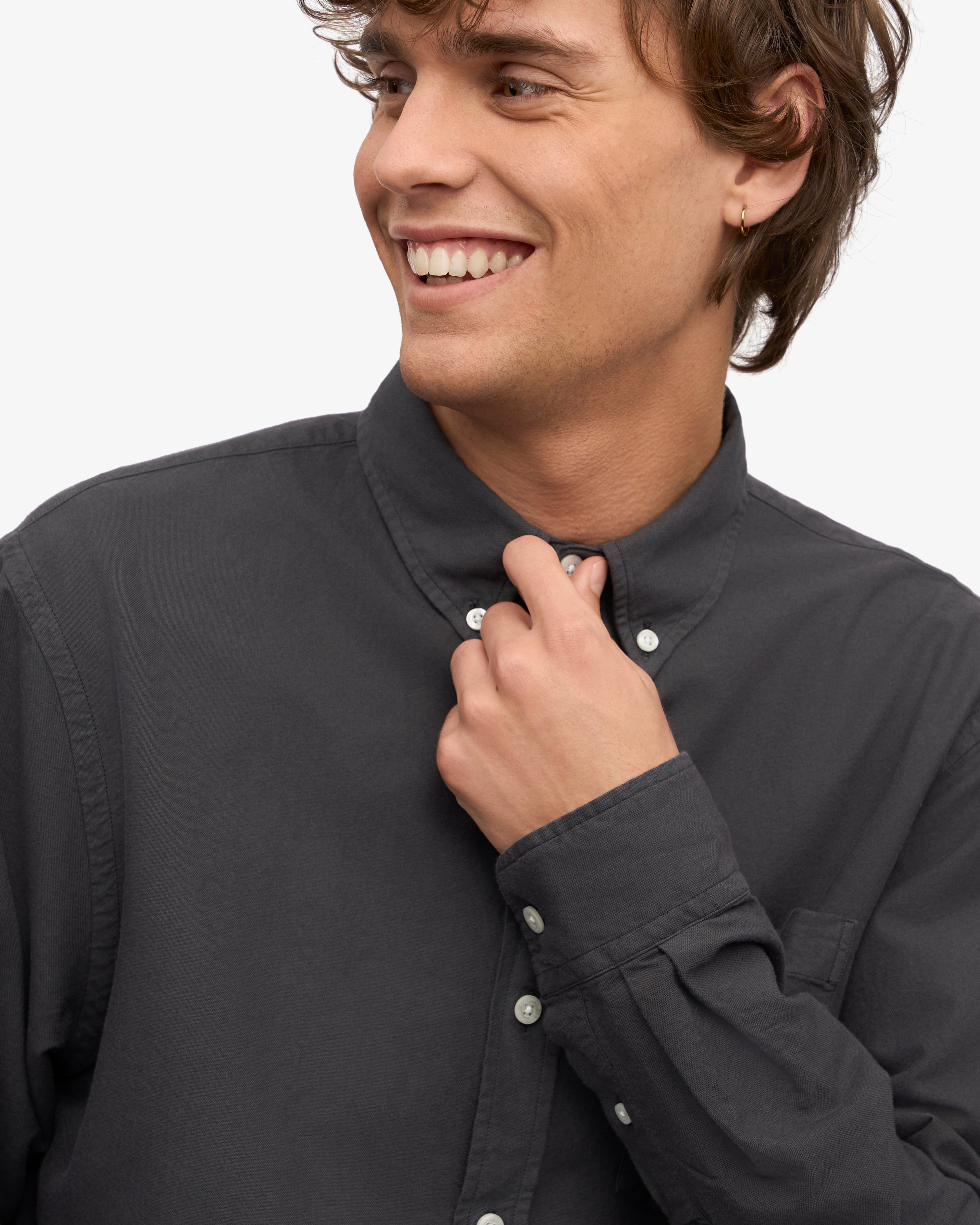 Organic Cotton Button Down Shirt for Men - Lava Grey | Casual & Business Wear | Eco-Friendly Fashion for Office, Date & Outdoor Activities