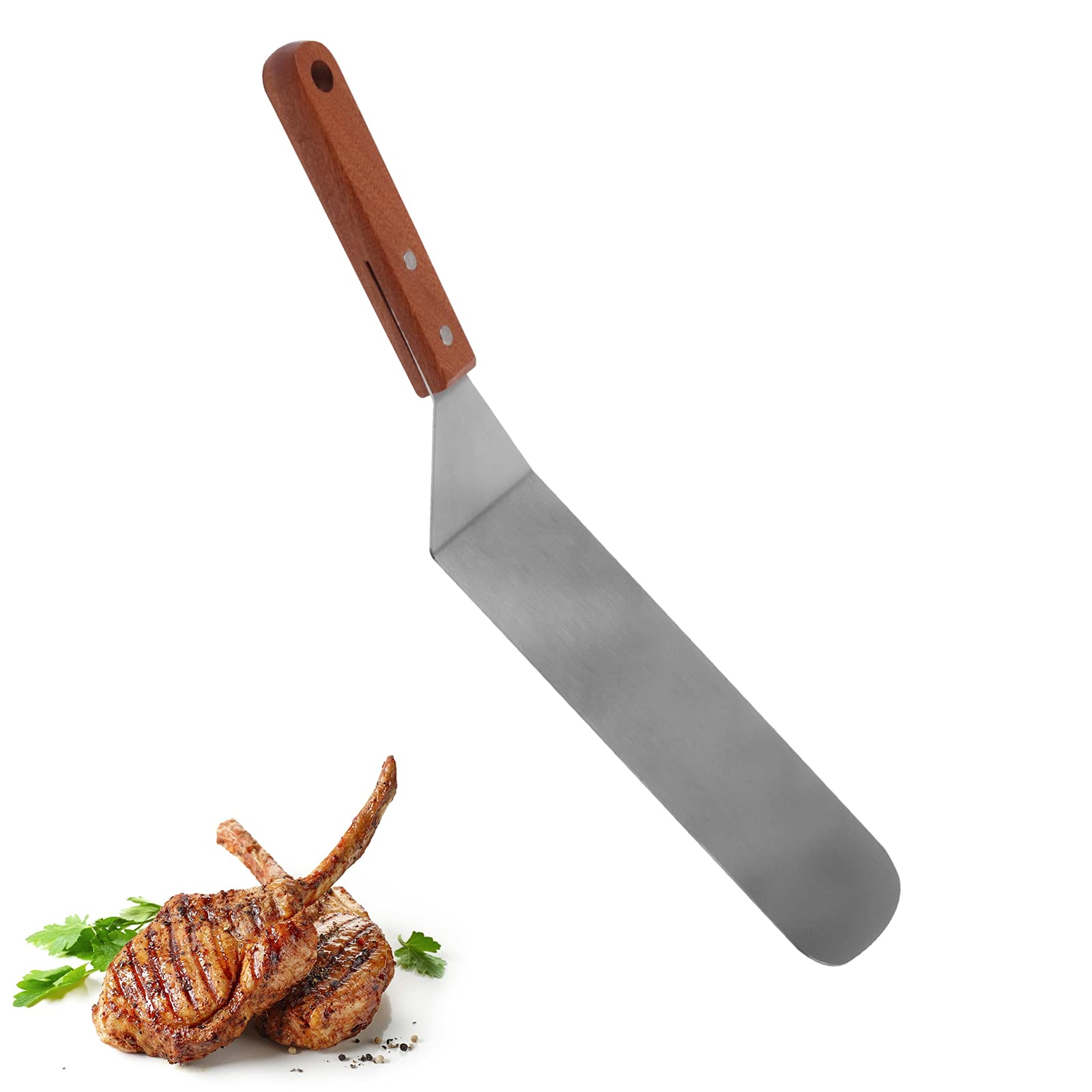 Qinshaine 14.56-inch Stainless Steel Grill Spatula - Heavy Duty BBQ Turner, Hamburger Flipper & Griddle Scraper for Outdoor Cooking, Camping & Backyard Grilling - Perfect for Burgers, Pancakes & Steaks