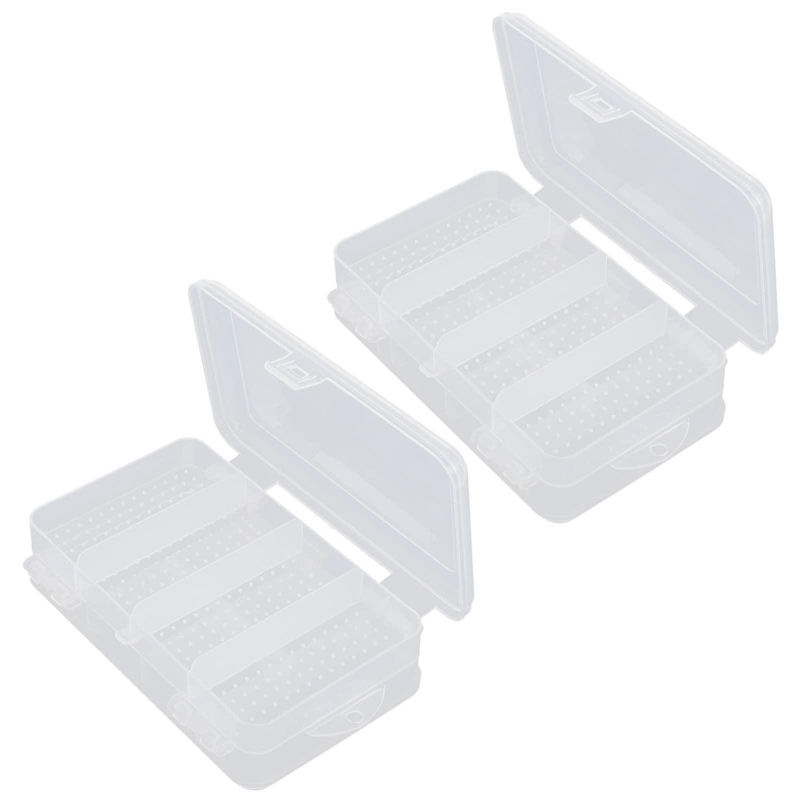 BESTOYARD 2-Piece Clear Plastic Jewelry Organizer Box with Adjustable Dividers - Perfect for Earrings, Beads, Fishing Tackles & Small Accessories Storage - Ideal for Travel, Home & Craft Organization