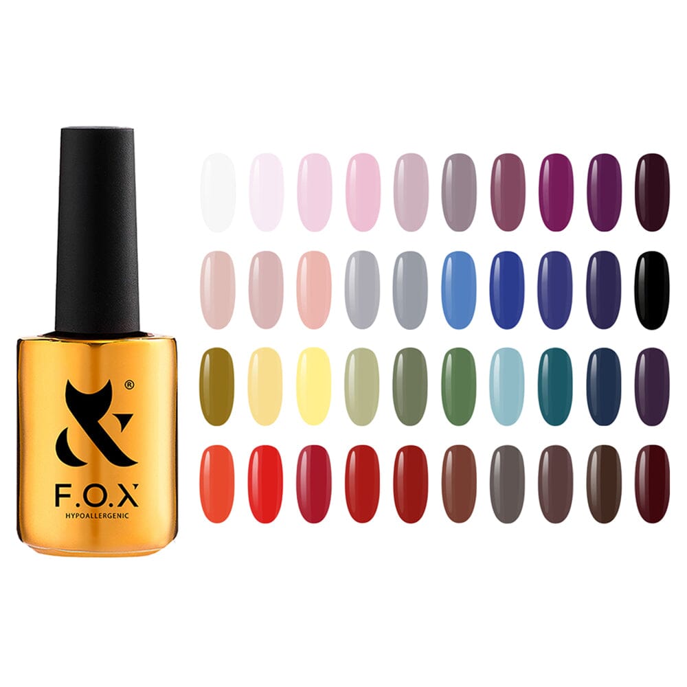 F.O.X Spectrum 001-040 Nail Polish Set - 14ml Bottles with Free False Nail Tips | Professional Salon & DIY Manicure at Home