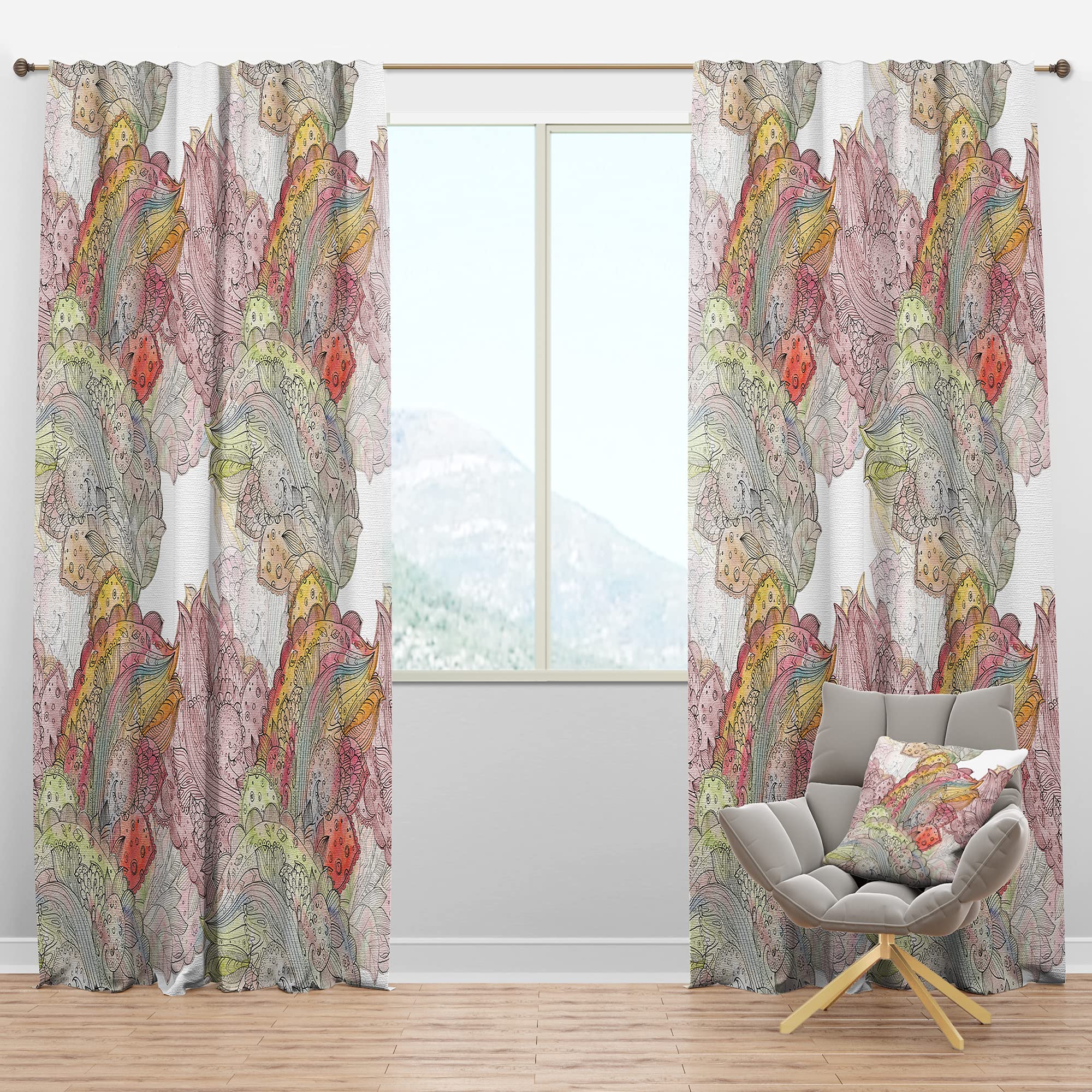 DesignQ Blackout Curtains - Watercolor Ethnic Motif Thermal Insulated Window Drapes (52x120, Single Panel) for Bedroom & Living Room - Blocks Light & Noise, Perfect for Home Decor & Privacy