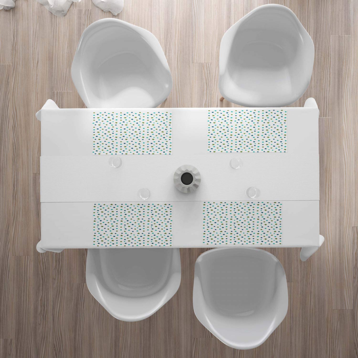Ambesonne 4-Piece Star Placemats Set - Abstract Celestial Pattern, Washable Fabric Table Mats for Dining Room & Kitchen Decor in Dark Turquoise, Seafoam & Olive Green | Perfect for Dinner Parties, Holiday Gatherings & Everyday Use