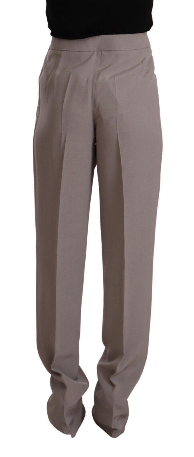 Armani Women's Brown High Waist Silk Tapered Long Pants - Elegant Office Wear & Evening Outfits for Business Professionals