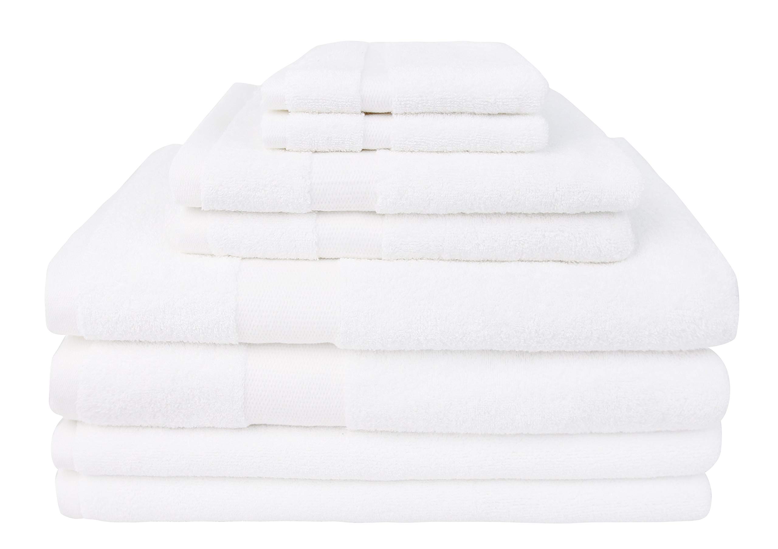 Premium 8-Piece Hotel Luxury Bath Towel Set - 2 Bath Towels, 2 Bath Mats, 2 Hand Towels & 2 Washcloths - Soft & Absorbent White Cotton Towels for Spa, Guest Bathroom & Upscale Hotels