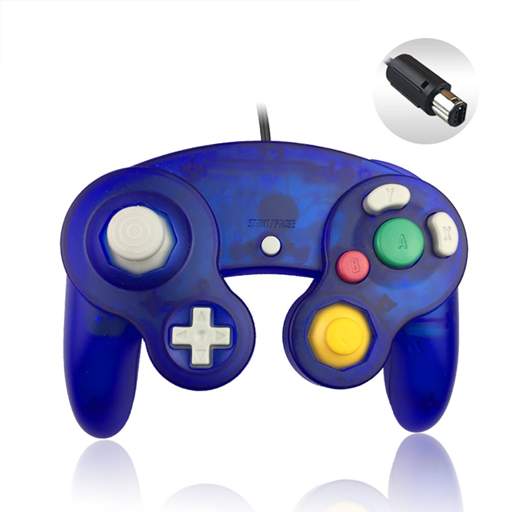Reiso 1 Pack Classic Wired GameCube Controller for Nintendo Wii - Clear Blue | Compatible with Super Smash Bros, Mario Kart & Retro Gaming
