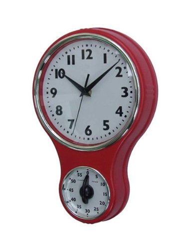 Vintage Bell-Shaped Kitchen Timer Wall Clock - Retro Red Alarm Clock for Baking, Cooking & Home Decor | Perfect for Kitchens, Bakeries & Farmhouse Style Homes