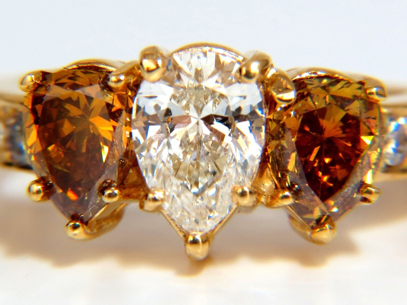 2.90CT Natural Fancy Vivid Yellow Brownish Pear-Shaped Diamond Ring in 18K Gold – Perfect for Engagement, Anniversary & Special Occasions