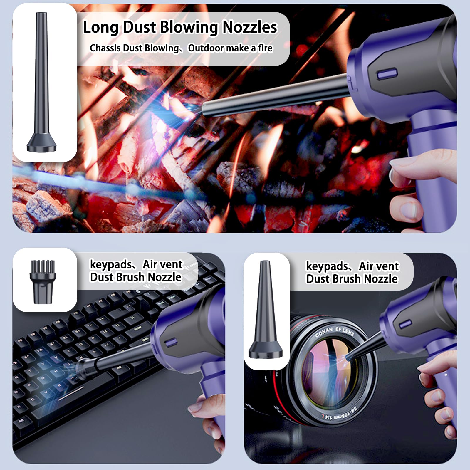 20000PA 120W Cordless Car Vacuum Cleaner - 4-in-1 Handheld Vacuum with Air Duster & Blower, Brushless Motor, 3 Speed Modes for Car Detailing, Home Cleaning, Pet Hair Removal, Office & Camping Use