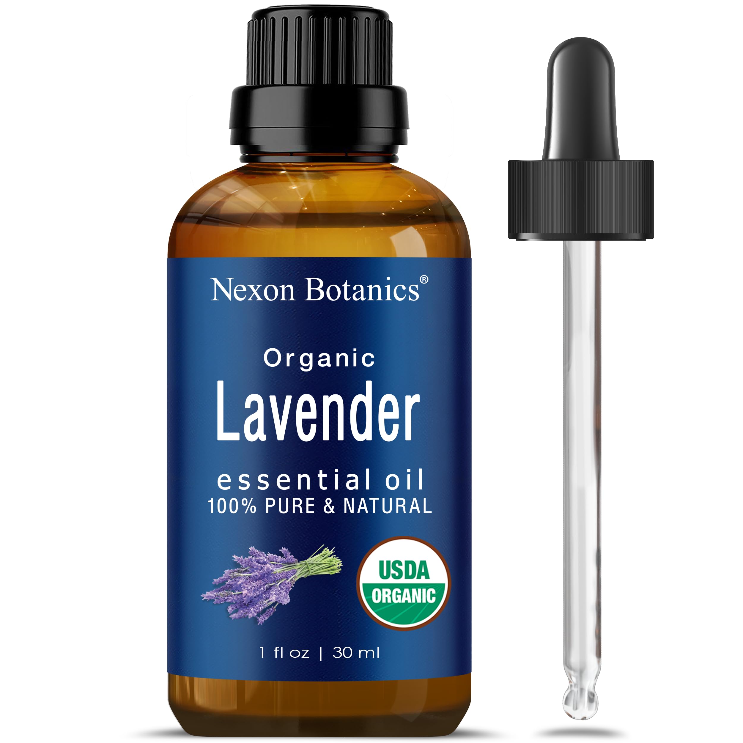 Organic Lavender Essential Oil 30ml - 100% Pure Therapeutic Grade for Diffusers, Massage, Aromatherapy | Promotes Relaxation & Better Sleep | Natural Skin & Hair Care Solution | Nexon Botanics (Ideal for Stress Relief, Spa Days & Home Wellness)