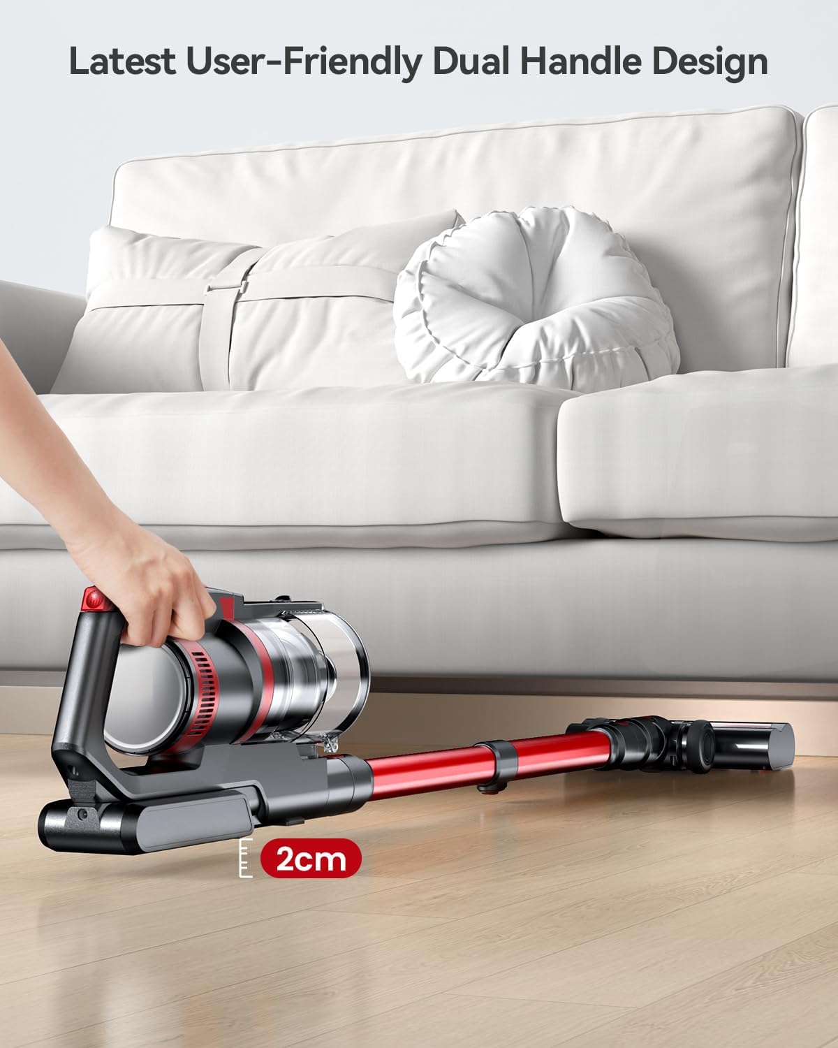 Powerful 45KPA/550W Cordless Stick Vacuum Cleaner with LED Screen - 70 Min Runtime, Dual Handle, Anti-Tangle for Carpet, Hardwood & Pet Hair - Perfect for Home Cleaning, Car Detailing & Pet Owners