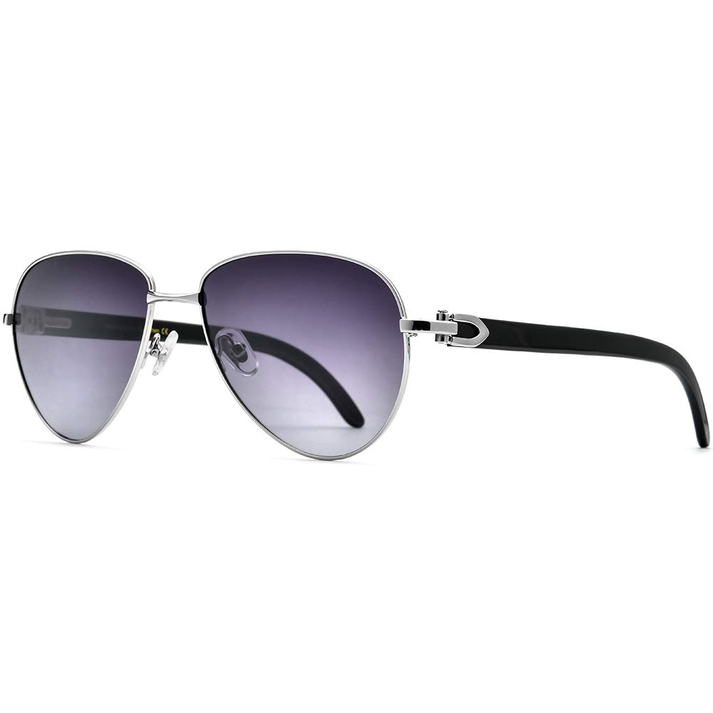 HEPIDEM 100% Genuine Buffalo Horn Handmade Round Sunglasses for Men - Luxury Polarized UV Protection Shades for Outdoor Activities, Driving & Fashion