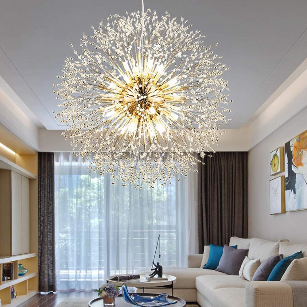 PEHUB Crystal Dandelion LED Chandelier - Modern G9 Pendant Light Fixture for Dining Room, Living Room, Bedroom, Restaurant & Office Decor | Elegant Flush Mount Lighting for Home, Hotel and Commercial Spaces