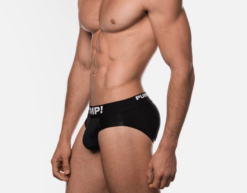 PUMP! Men's Classic Black Mesh Brief Underwear - Breathable & Comfortable for Everyday Wear, Gym, and Sports