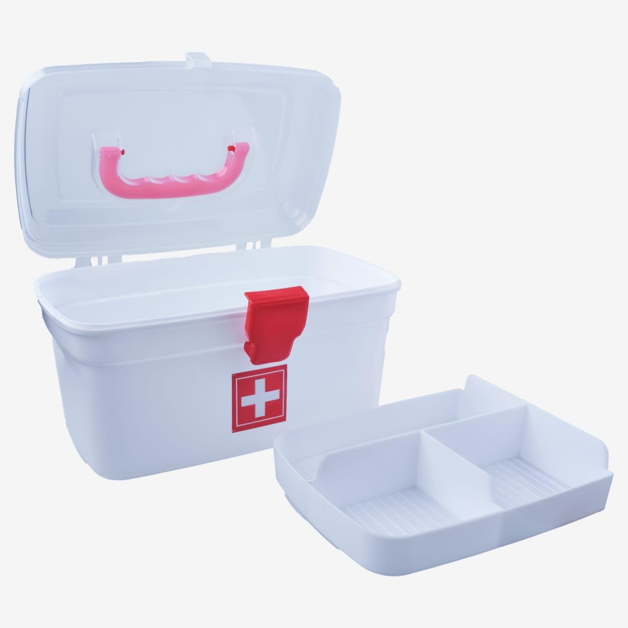 BPA-Free Medical Storage Box with Detachable Tray - Portable First Aid Kit Organizer for Emergency Supplies, Home & Travel Essentials - White | Perfect for Home Safety, Camping, Car First Aid, and Office Organization