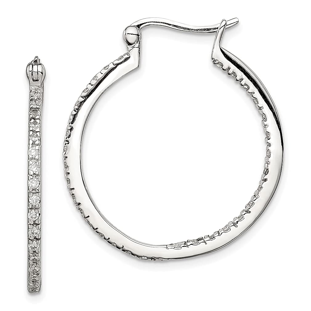 925 Sterling Silver Cubic Zirconia Hoop Earrings for Women - Elegant CZ In/Out Hoops Set, Fine Jewelry Gift for Her - Perfect for Parties, Weddings & Everyday Wear