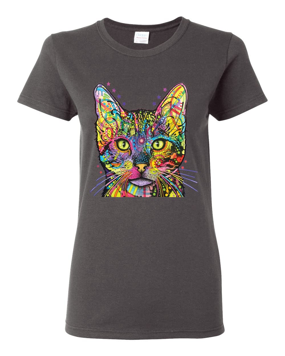 Dean Russo Art Cat Lover T-Shirt for Women - Colorful Cat Mom & Dad Graphic Tee - Perfect Gift for Animal Lovers & Pet Owners