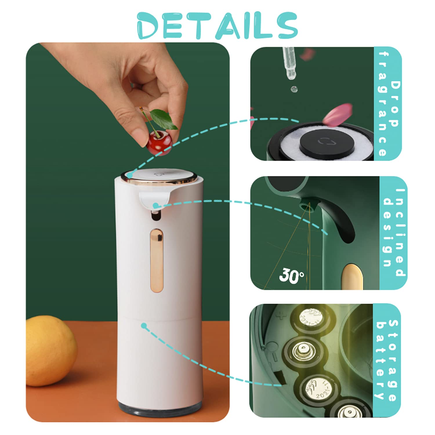 Honimered Automatic Touchless Foaming Soap Dispenser for Kitchen & Bathroom - White | Hands-Free Soap Dispenser for Sink Counter, Home, Office, and Public Restrooms