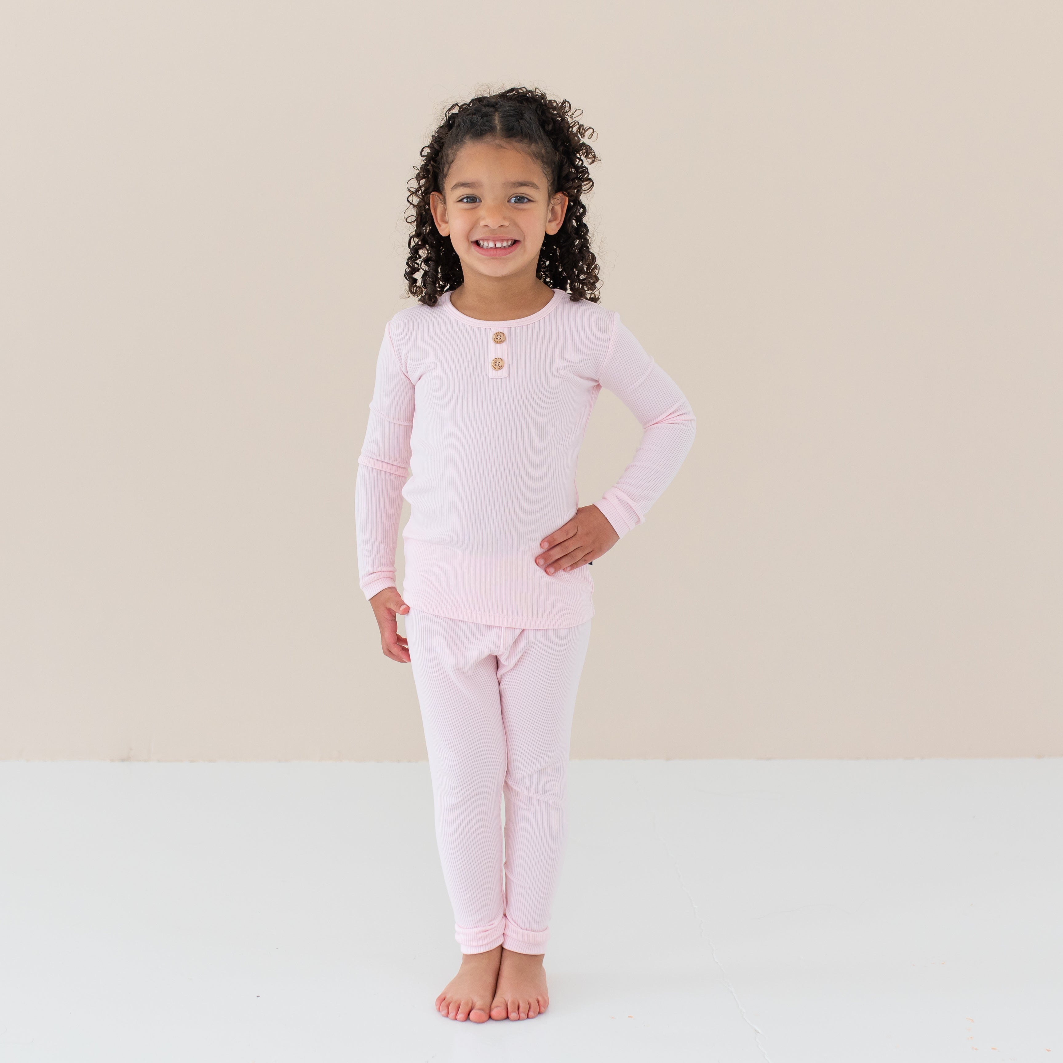 Stylish Ribbed Henley Set in Sakura Pink - Comfortable Casual Outfit for Women | Perfect for Everyday Wear, Date Nights & Relaxing Weekends