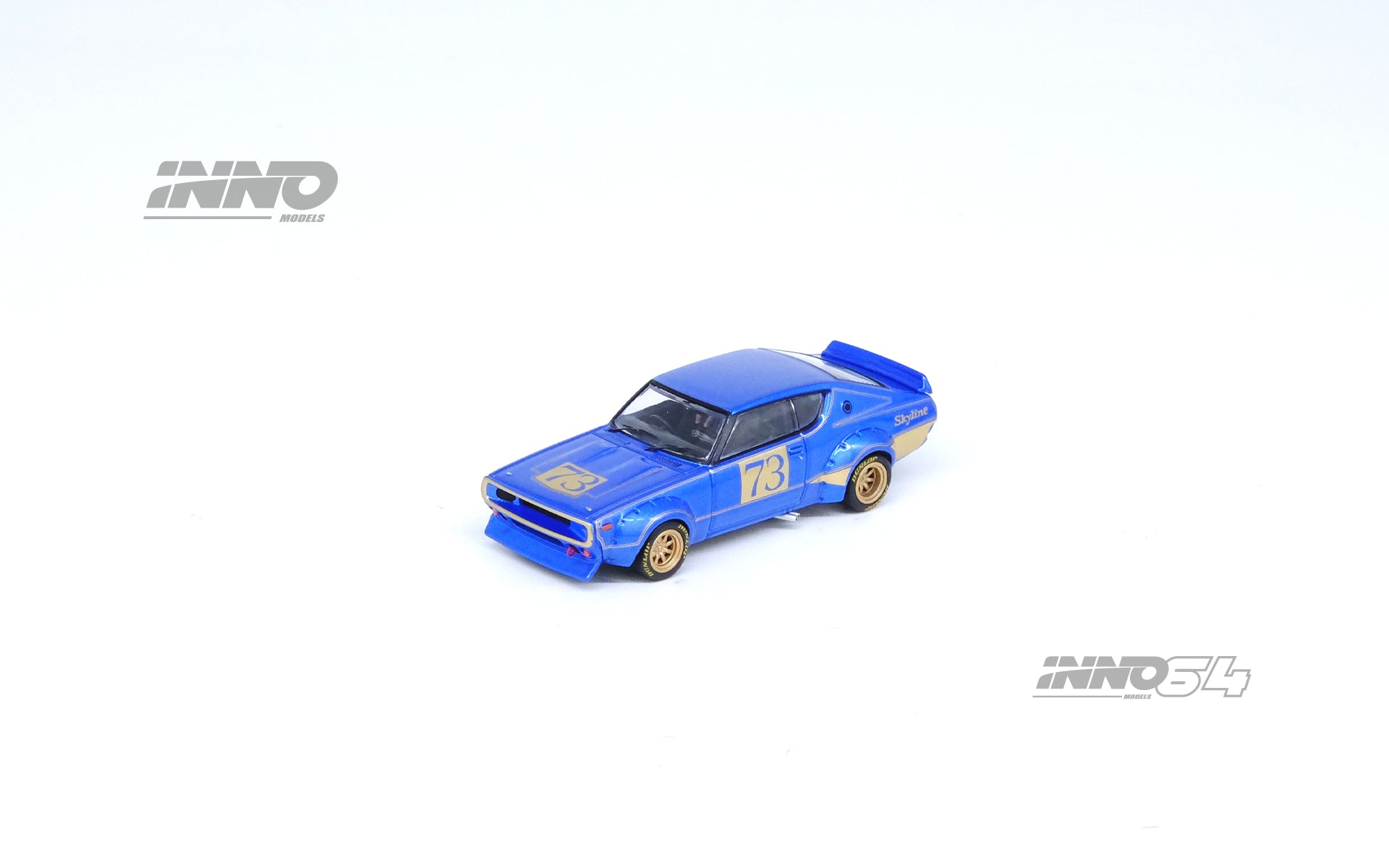 INNO64 1:64 Scale Nissan Skyline 2000GT-R KPGC110 Diecast Model Car - Blue Metallic Finish - Collectible Miniature Vehicle for Display & Racing Dioramas
