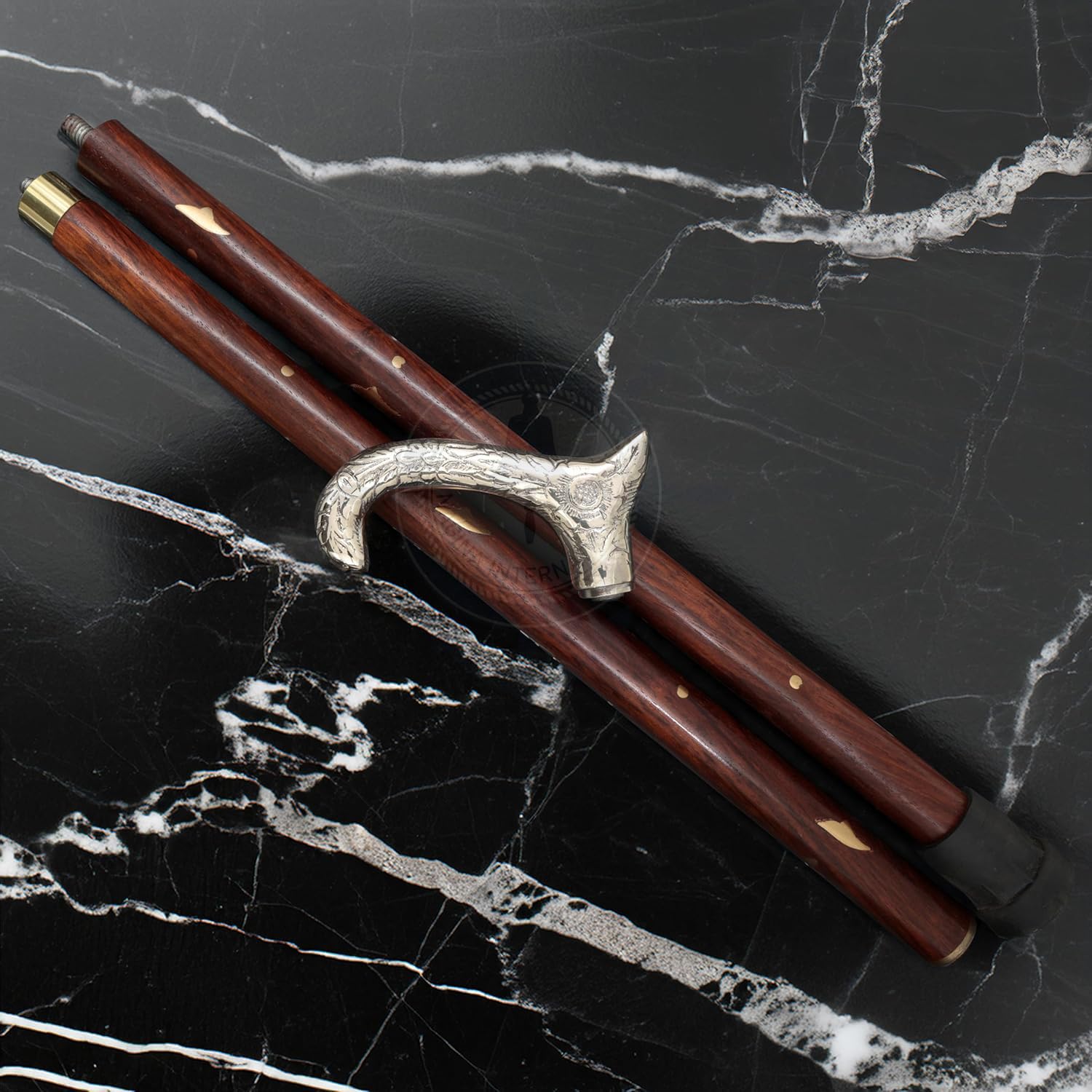 Premium Aluminum & Brass Rosewood Walking Cane - Adjustable Full Size Walking Stick for Men & Women - Ideal for Hiking, Fashion Accessory & Elderly Support