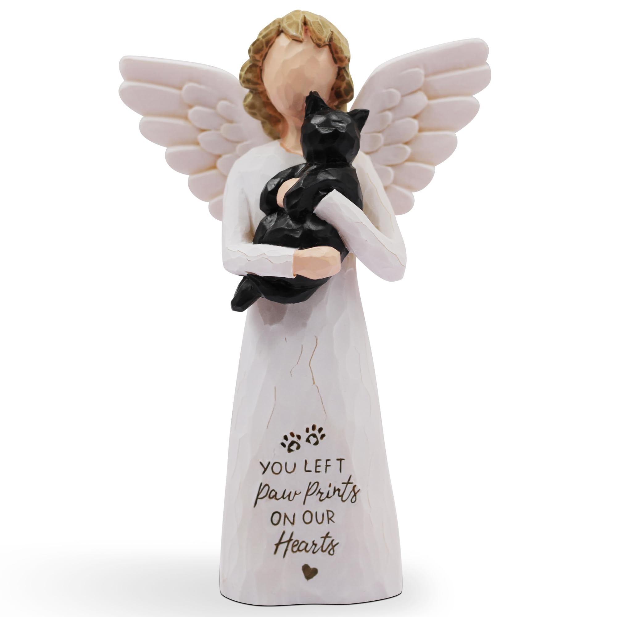 Hand-Painted Black Cat Angel Figurine - Memorial Gift for Loss of Cat | Sympathy Pet Keepsake for Grieving Cat Owners | Perfect for Home Memorial Display or Comforting Gift