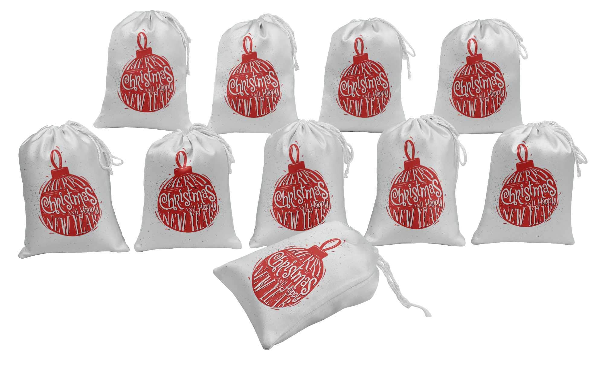 15-Piece White Happy New Year & Christmas Party Favor Bags - Candy Pouches for Holiday Gifts, Decorations & Party Supplies | Perfect for Celebrations, Gift Wrapping & Festive Events