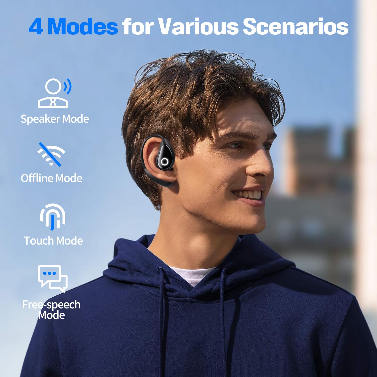 3-in-1 Language Translation Earbuds - Real-Time 144 Languages Translator Device for iOS & Android | Perfect for Travel, Business Meetings & Language Learning (Black)