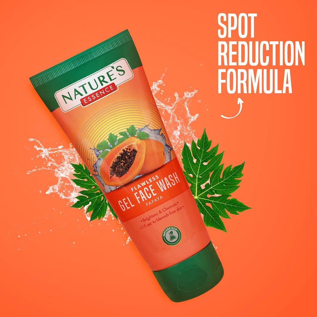 Nature's Essence Perfect Papaya Face Wash - 65ml (Pack of 4) | Gentle Exfoliating & Brightening Facial Cleanser for Glowing Skin | Perfect for Daily Skincare Routine & Travel
