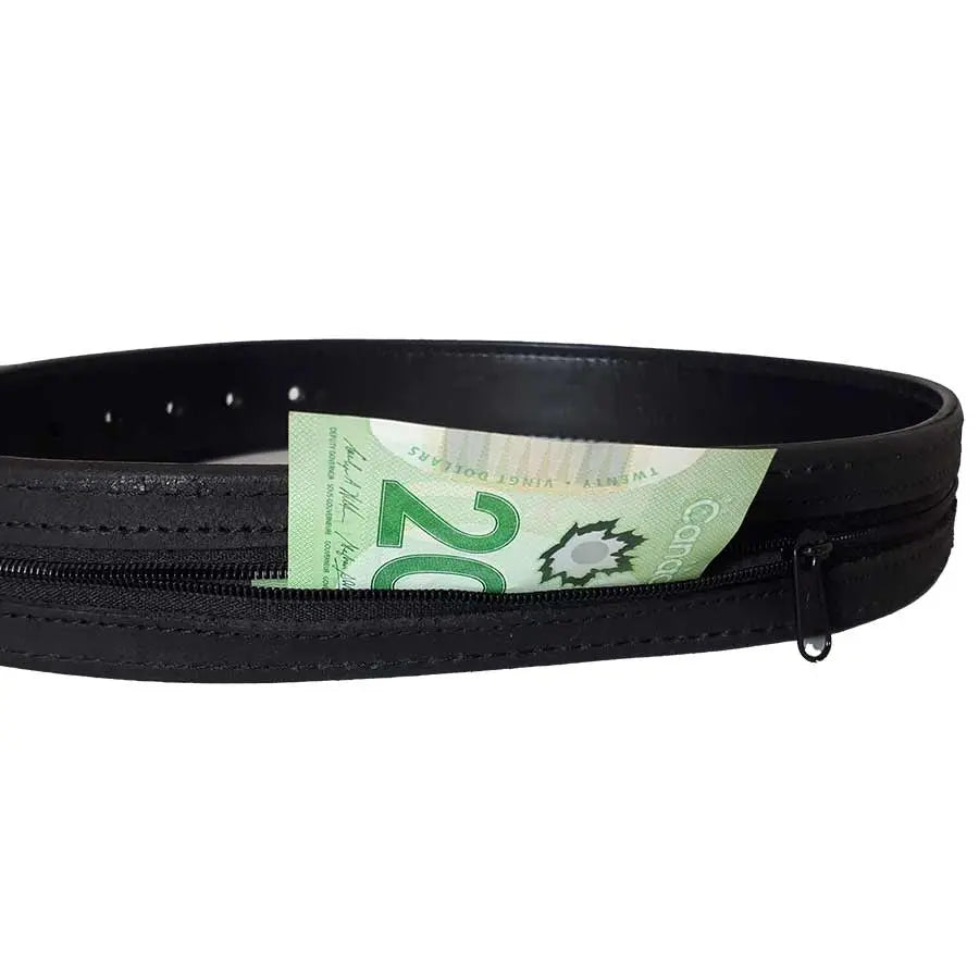 BOL Men's Leather Money Belt with Removable Buckle - Secure Travel Waist Pouch for Cash, Cards & Passport - Perfect for Travel, Hiking & Outdoor Adventures