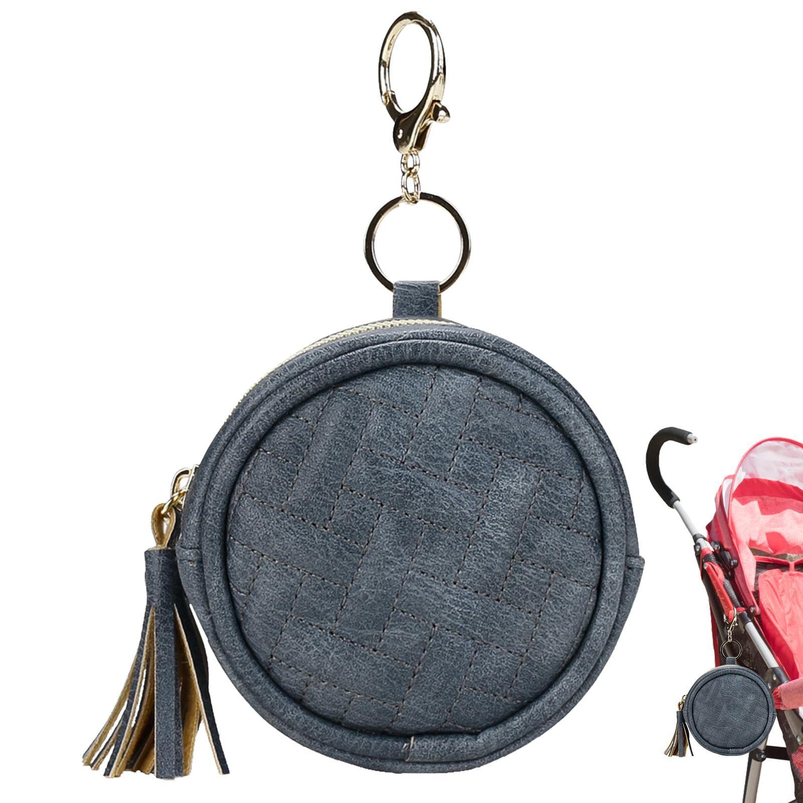 Personalized Pacifier Holder Case - PU Leather Pacifier Bag with Clasp Keychain for Diaper Bag | Baby Essentials for On-the-Go Parents, Travel & Daily Use