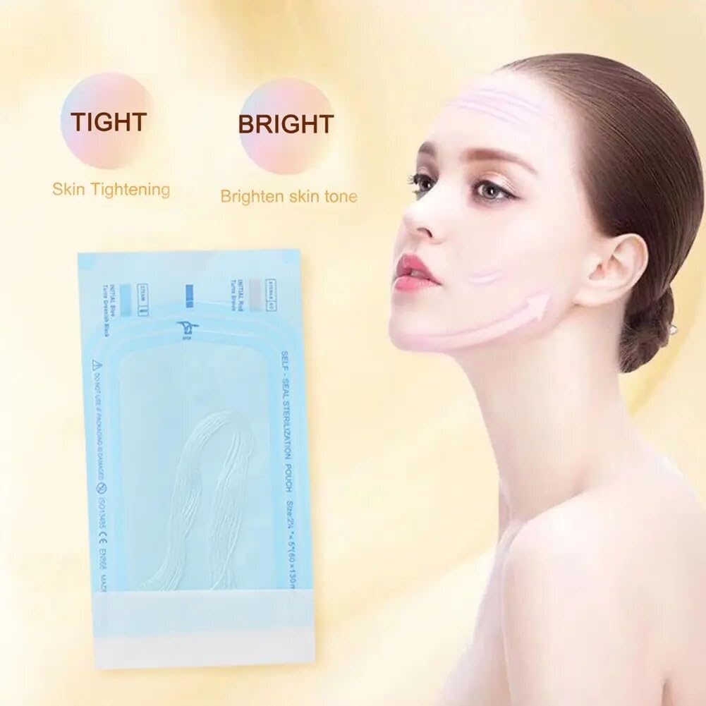 Gold Collagen Protein Threads for Face - No Needle Anti-Aging Skin Care Treatment | Wrinkle Reduction & Skin Tightening | Perfect for At-Home Facial Rejuvenation & Professional Spa Treatments