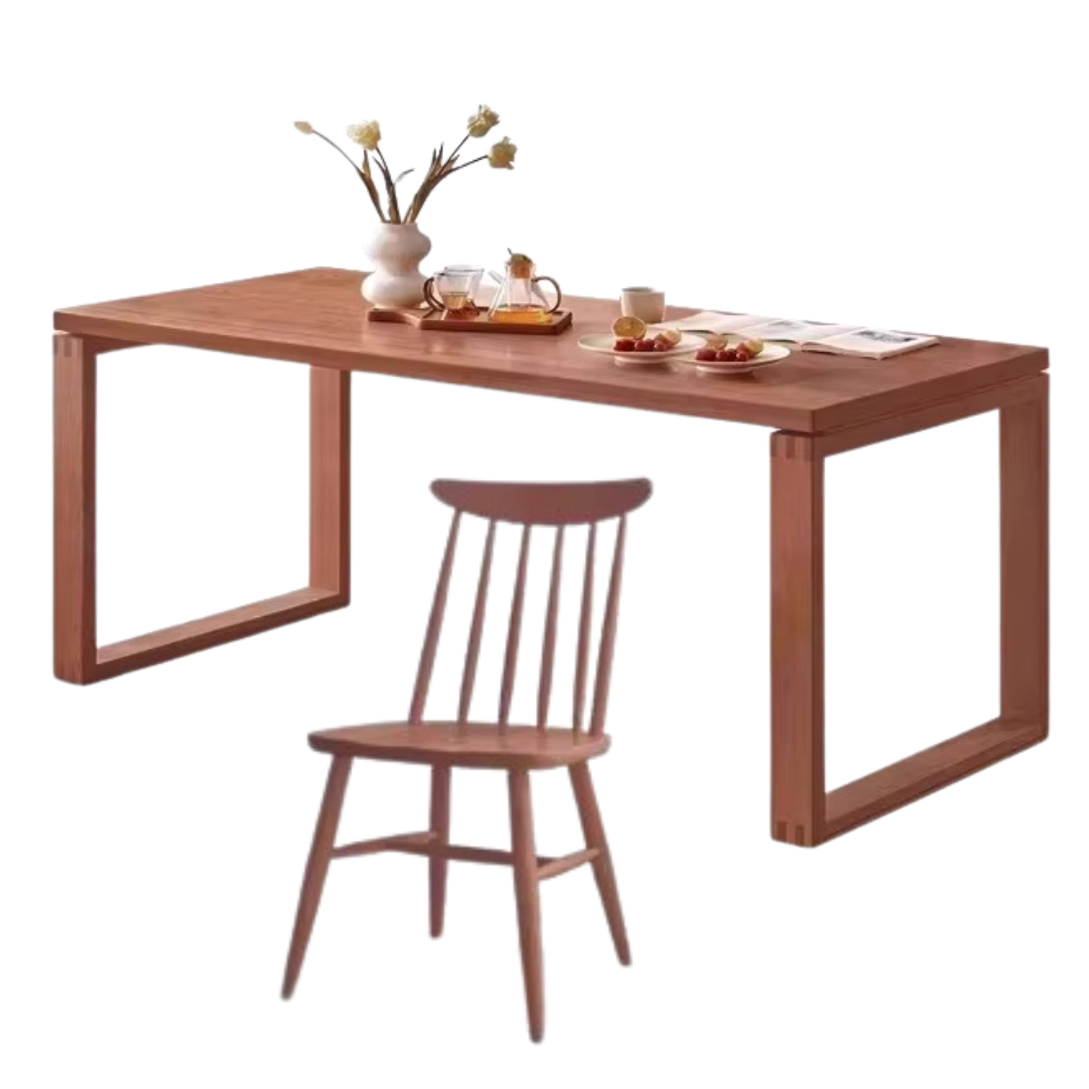 Solid Black Walnut and Oak Wood Long Dining Table - Perfect for Family Gatherings, Dinner Parties & Farmhouse Style Dining Rooms