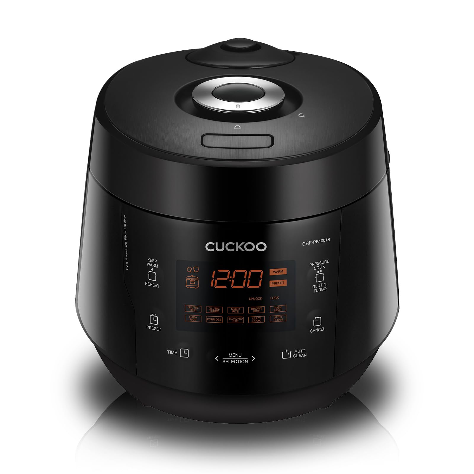 CUCKOO CRP-PK1001S 10-Cup Uncooked / 20-Cup Cooked Smart Pressure Rice Cooker with Nonstick Inner Pot - 13 Menu Options, Fuzzy Logic Technology, Auto Clean Function - Perfect for Home, Office & Dorm Use (Black)