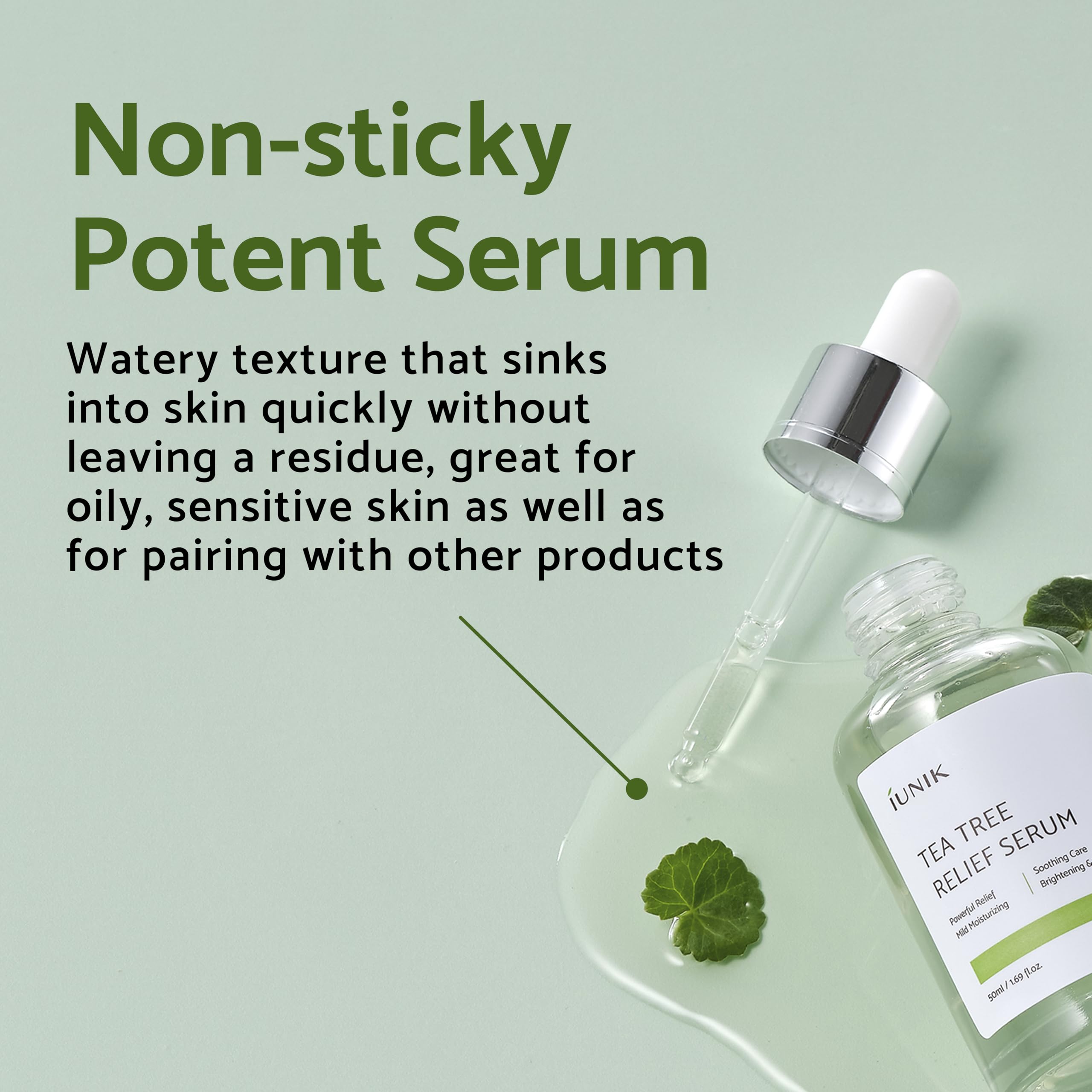 iUNIK 400,000ppm Beta Glucan Deep Moisture Serum & Tea Tree Relief Facial Serum - Korean Skincare for Intense Hydration, Acne Treatment & Soothing - with Mushroom Extracts for Nourishing Face Ampoule Essence - Perfect for Dry Skin & Sensitive Skin Care Routine
