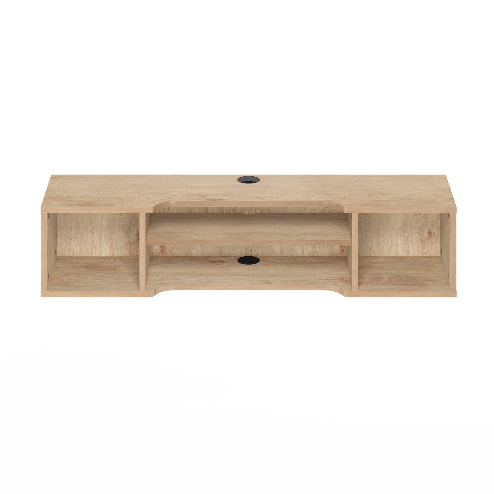 Furinno Indo Floating Storage Hutch Media Console - Marcy Oak Finish - Wall Mounted TV Stand with Shelves for Living Room, Bedroom & Home Office