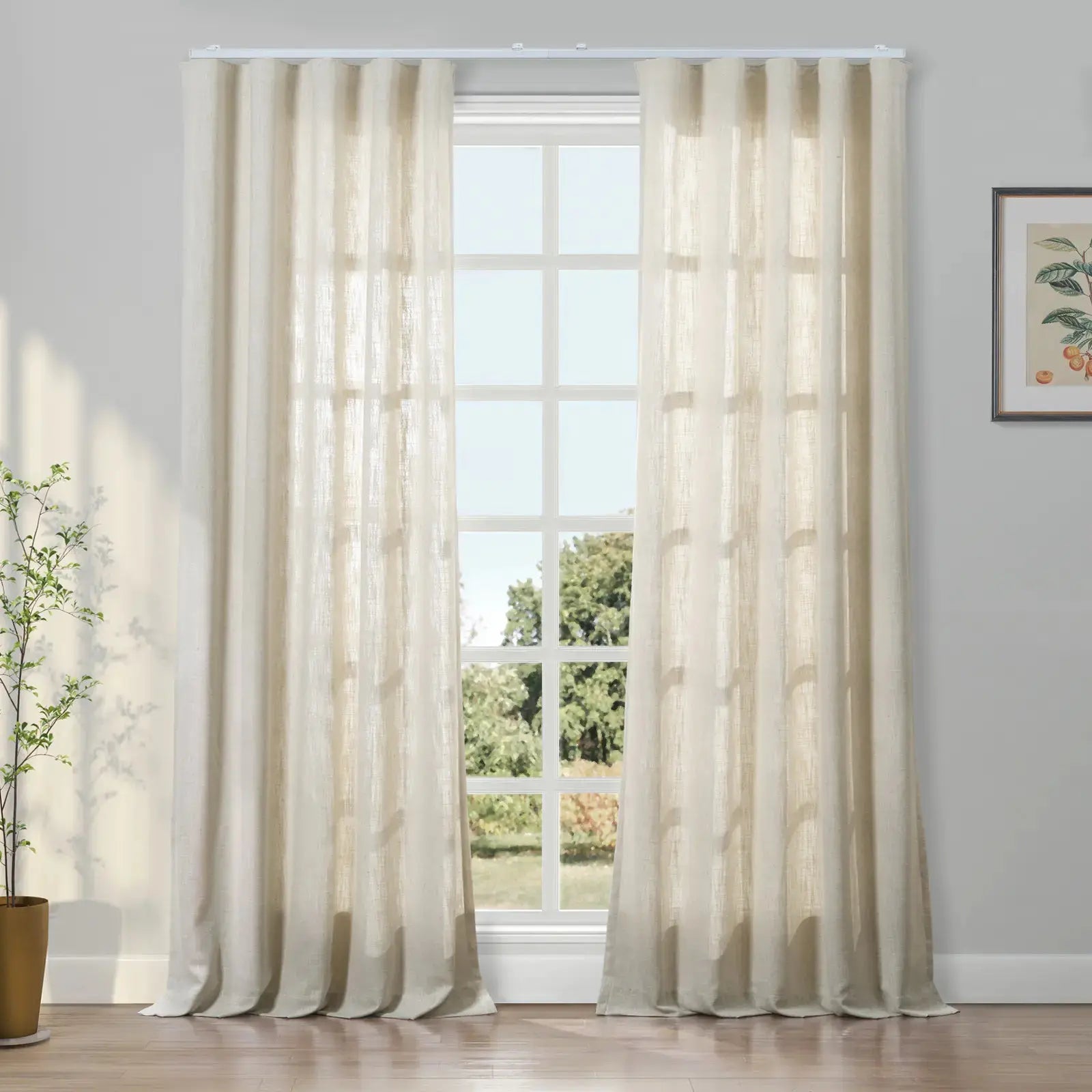 Liz Linen Ripple Fold Drapery Curtains - Elegant Window Treatments for Living Room & Bedroom Decor