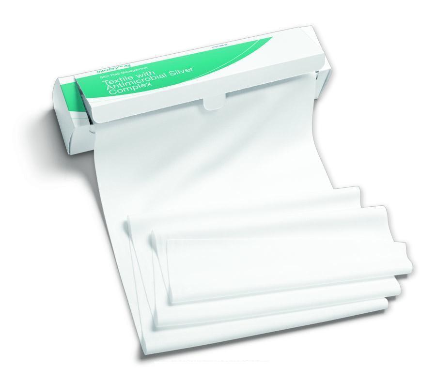 InterDry 7910 Antimicrobial Silver Complex Wound Dressing - Latex-Free Ag Textile Bandage (10
