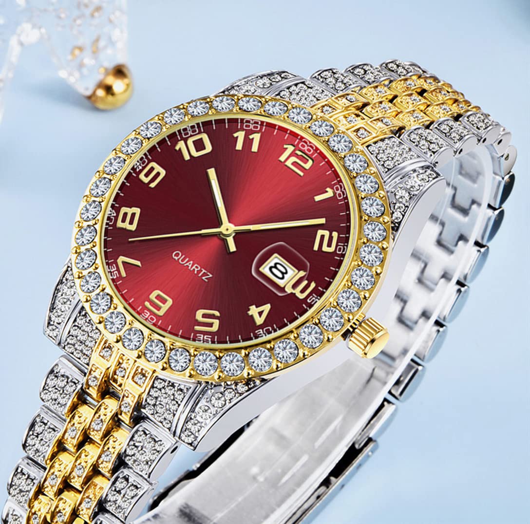 Luxury Men's Diamond Watch - Bling Iced-Out Hip Hop Wristwatch with Crystal Rhinestones for Men | Perfect for Parties, Gifts & Fashion Statements