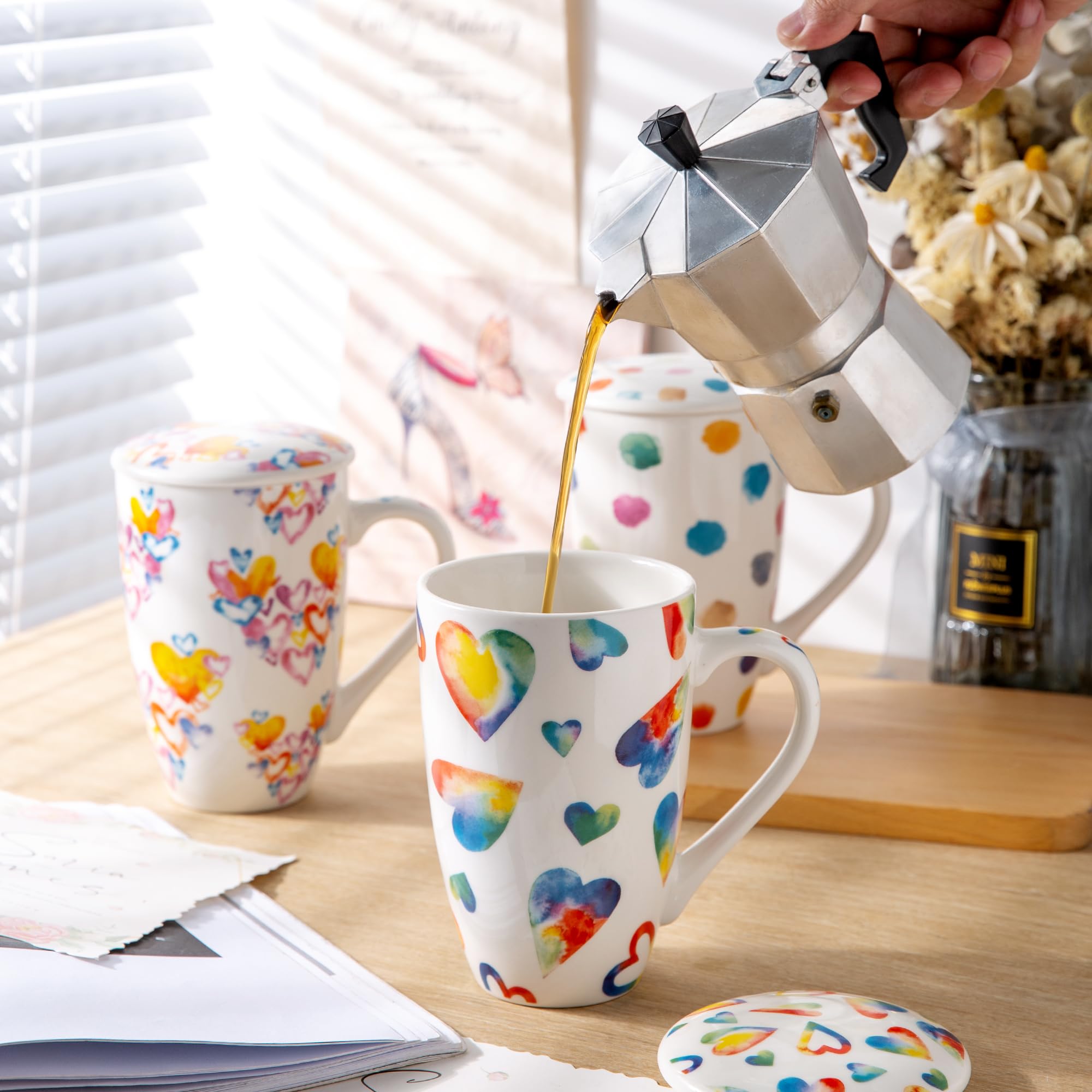 Premium 18oz Ceramic Tea Mug with Infuser & Lid - Large Loose Leaf Tea Cup, Microwave & Dishwasher Safe - Ideal Gift for Tea Lovers - Perfect for Home, Office & Relaxation