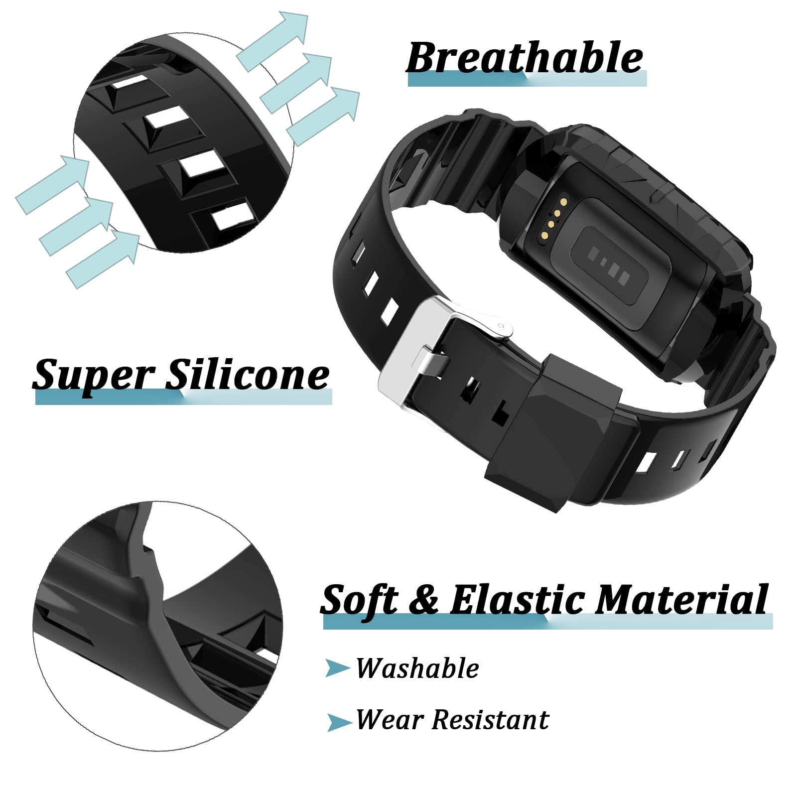 NINKI Green Silicone Replacement Band for Fitbit Charge 5/4/3/SE - All-in-One Case & Sport Strap - Waterproof Fitness Tracker Accessories for Men & Women - Perfect for Running, Swimming & Workouts