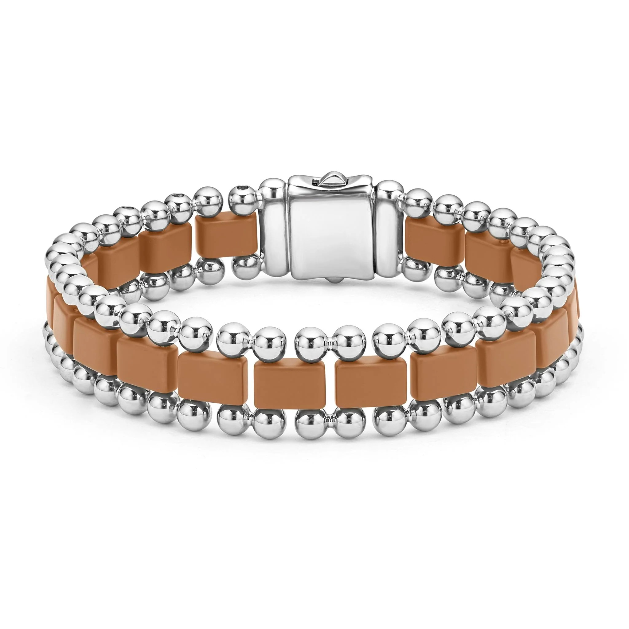 Matte Tan Ceramic Link Bracelet - 15mm Adjustable Wristband for Women | Elegant Jewelry Gift for Birthday, Anniversary & Everyday Wear
